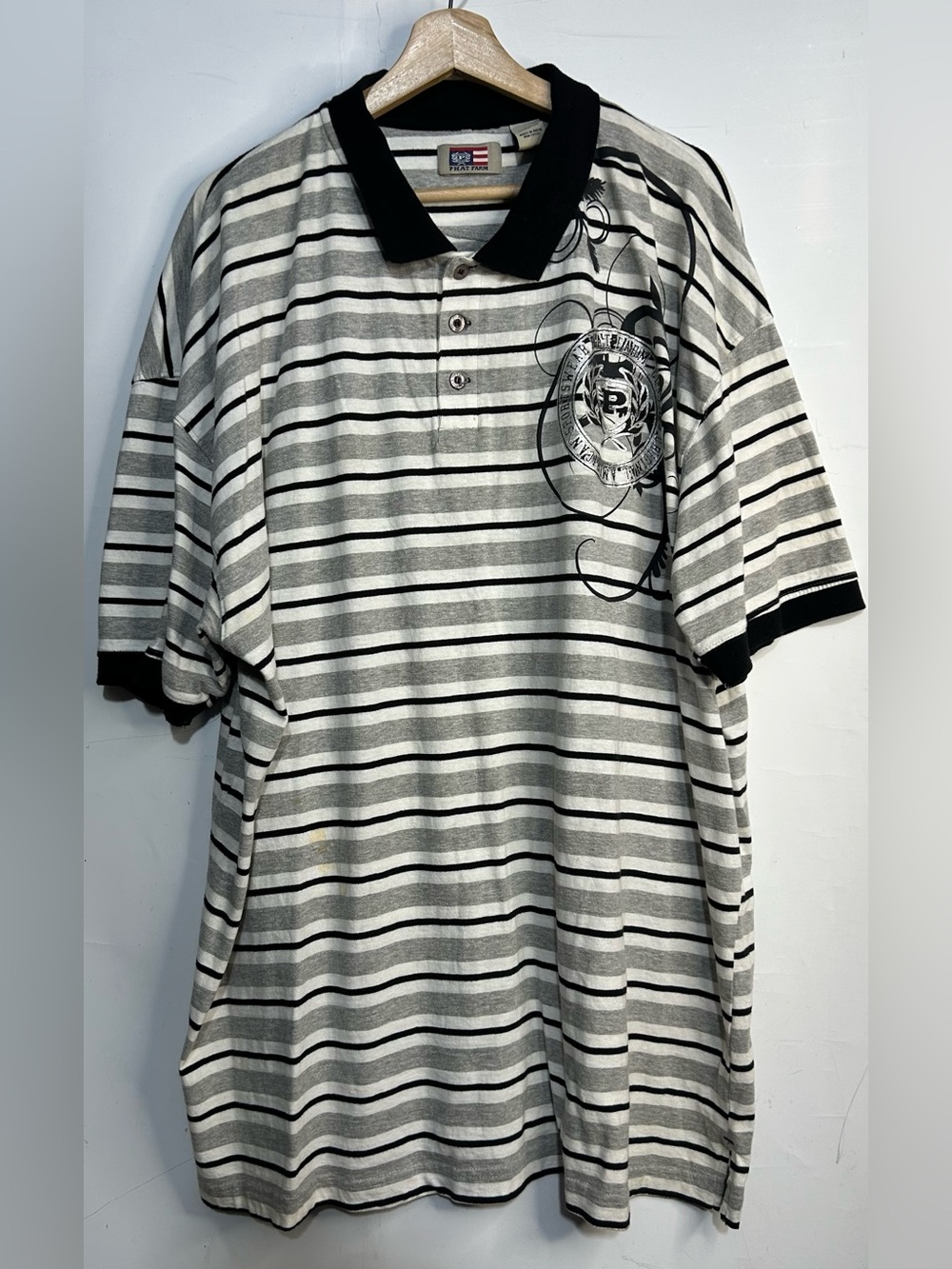PHAT Farm Grey Striped Polo Shirt 4X
